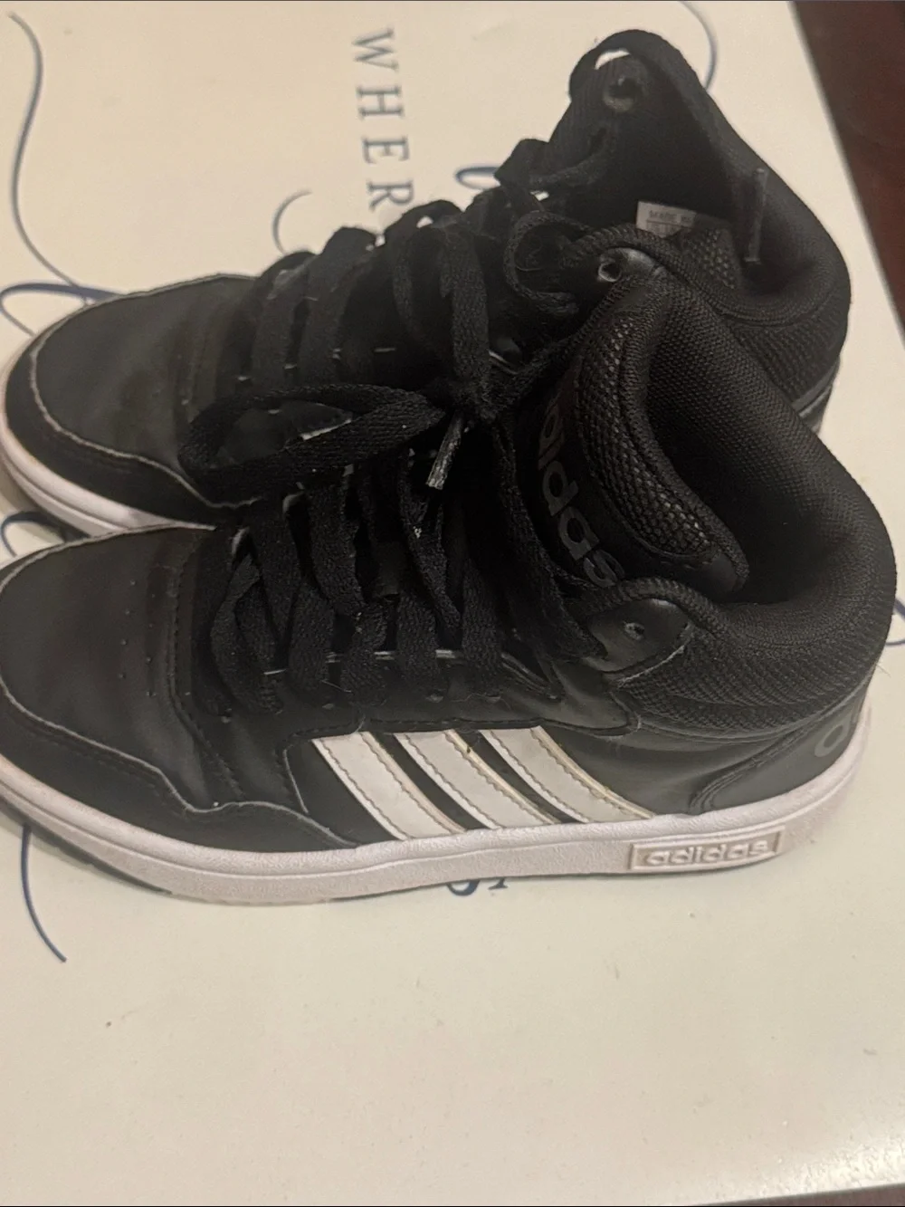 adidas 3.0 Hoops Kids Black & White Mid-Top Sneakers